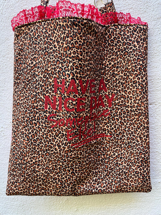 Have a Nice Day Leopard Tote Bag