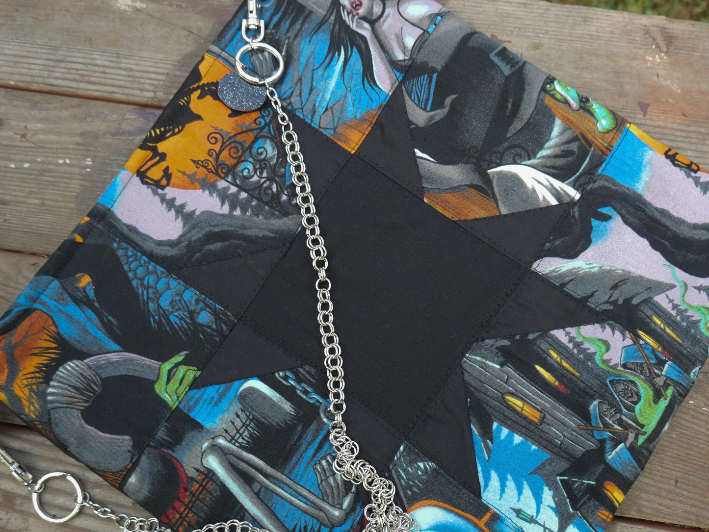 Halloween Star Block Quilted Cross Body Bag