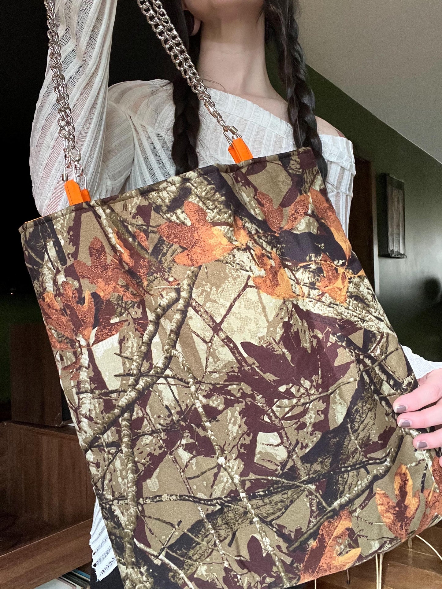 Camo Tote With Chain Strap