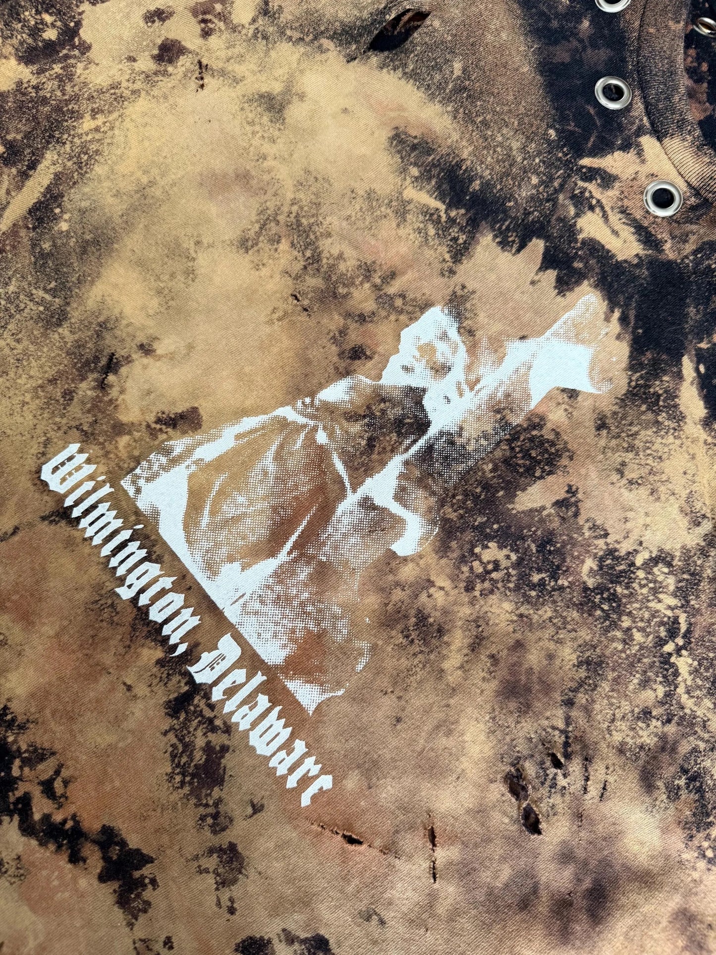 Bleach Dyed and Distressed Wilmington, Delaware T-Shirt / XL