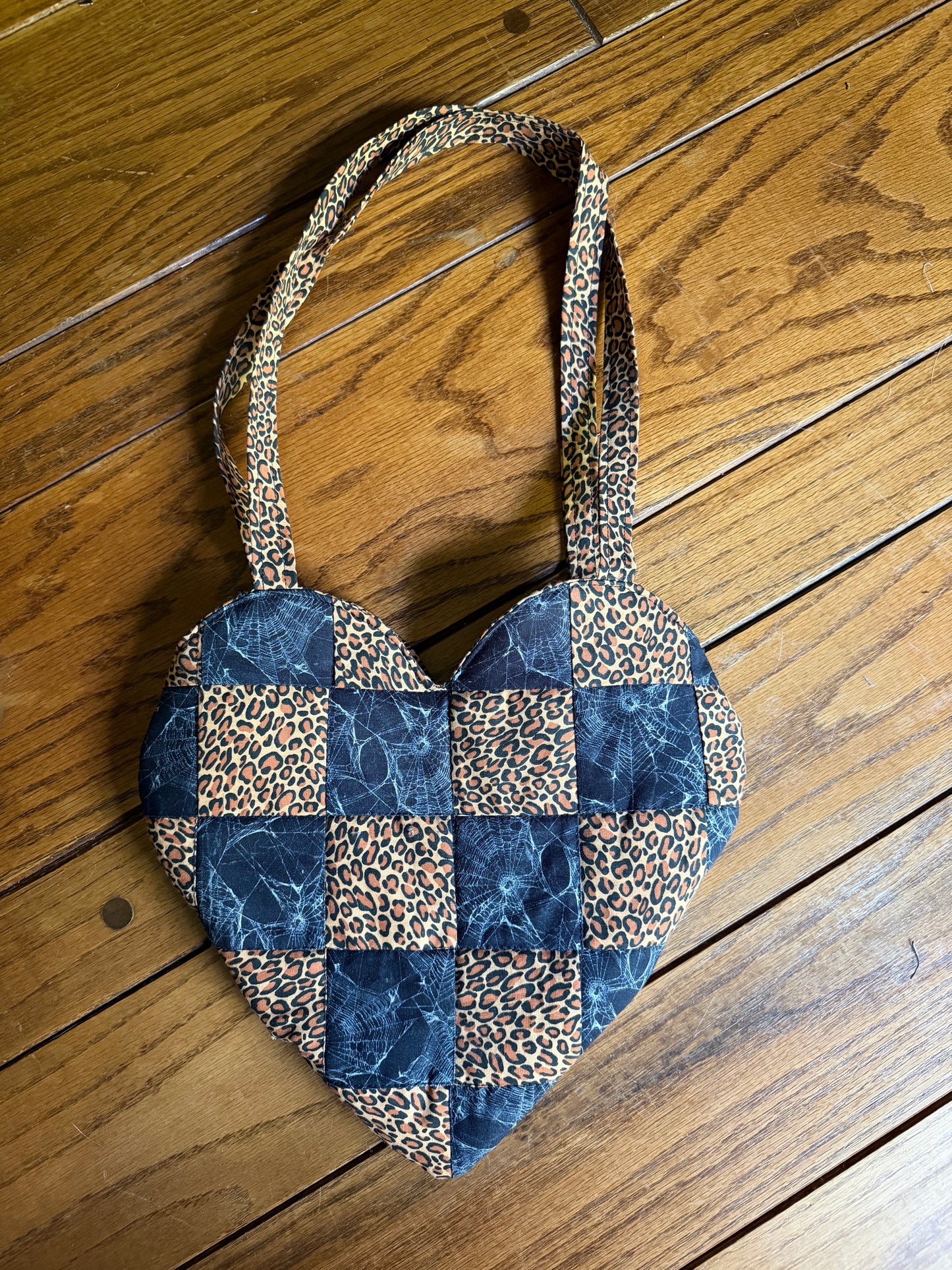 Leopard Print & Spiderweb Heart Tote